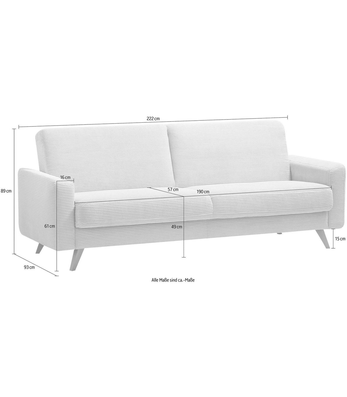 Bettfunktion des Schlafsofas SAMSO ausgeklappt