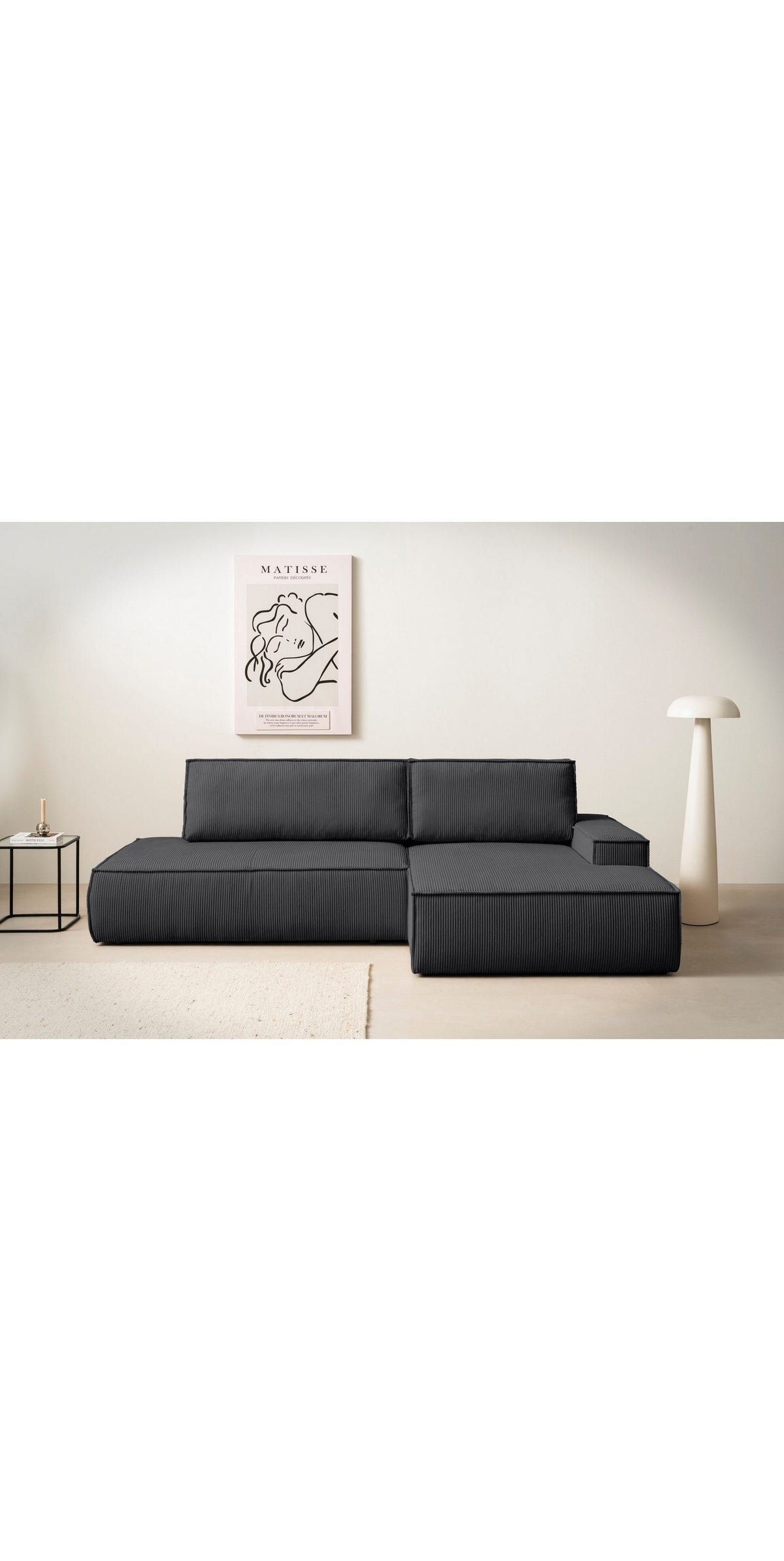 Detailansicht der Kedernaht am Cord Ecksofa SHERWOOD