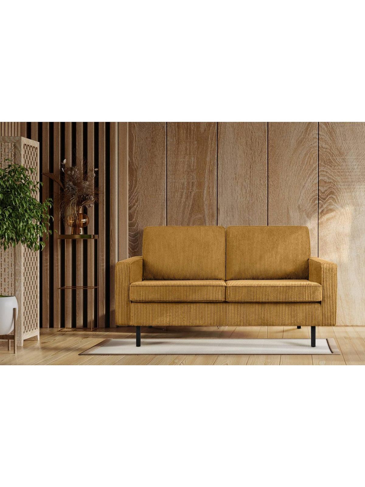 Cord Sofa INVIA in Gelb seitlich fotografiert
