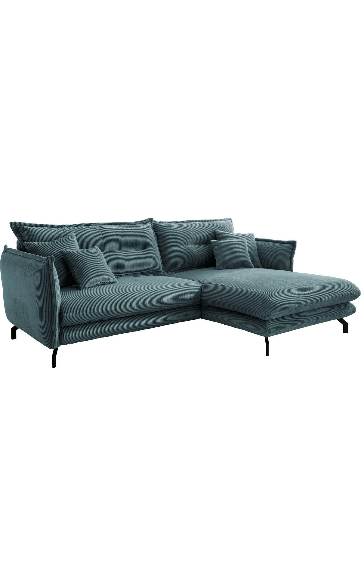 Recamiere des Cord Ecksofas LAVA in Petrol