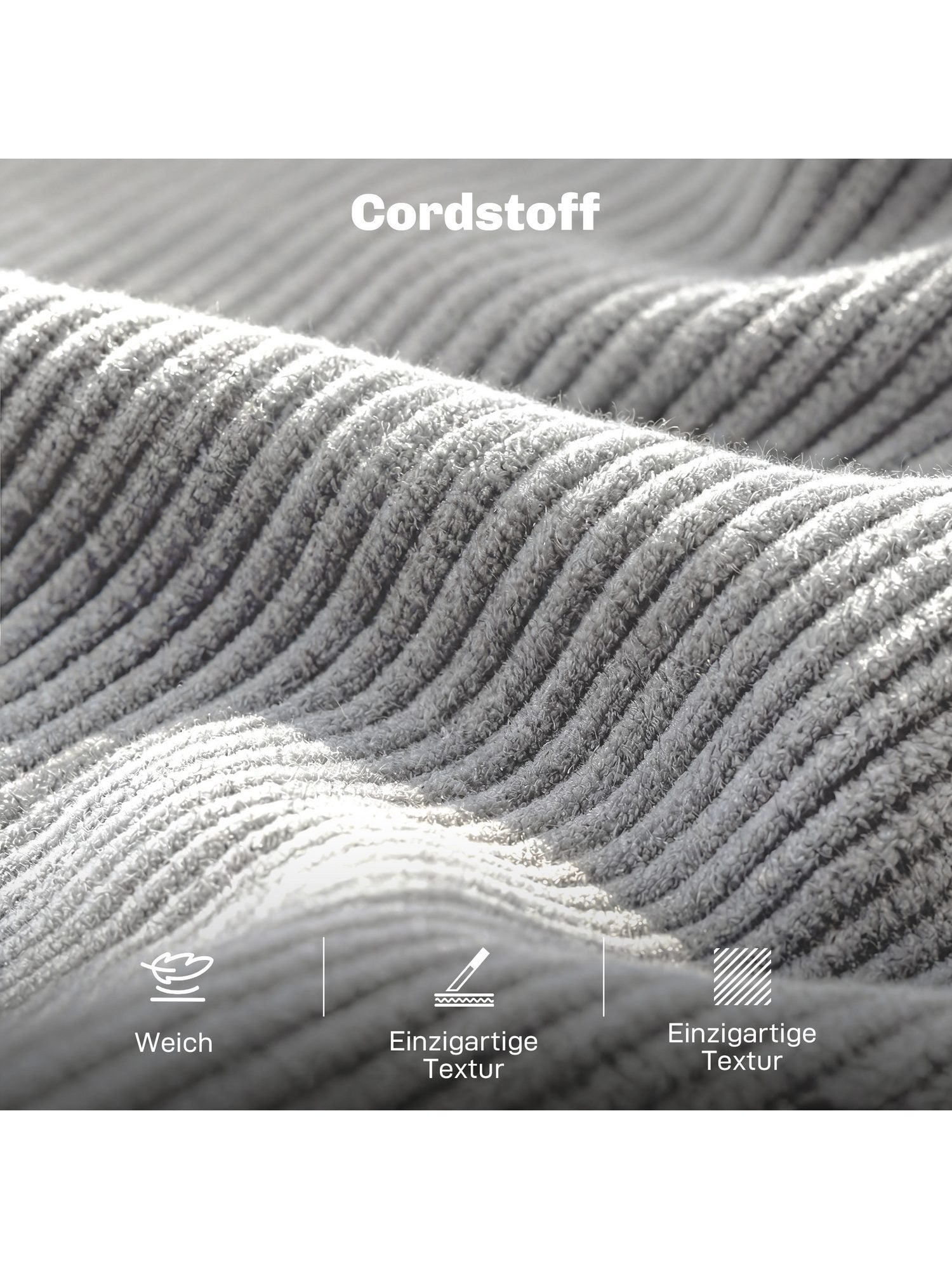 Hellgrauer Cordstoff des Sofas HOMCOM im Detail