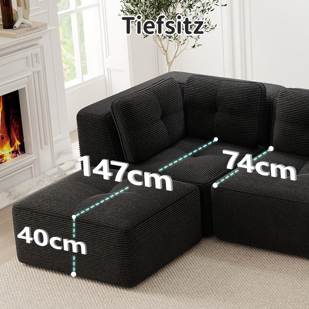 Cord Ecksofa BONELESS als Zweisitzer aufgestellt