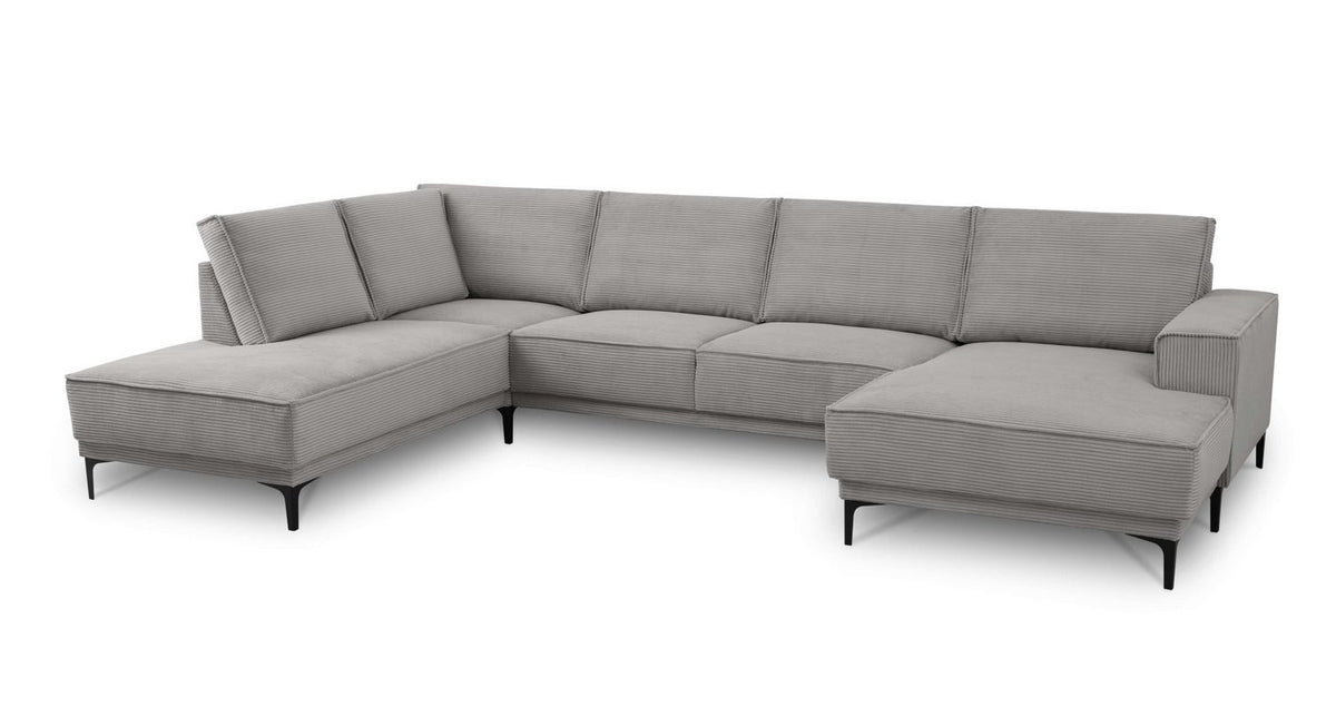 Cord Wohnlandschaft OLAND Hellgrau Metallfuesse