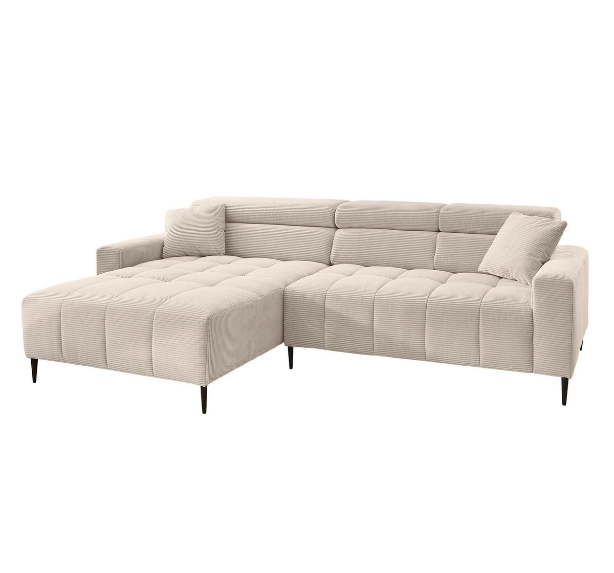 Cord Ecksofa SIMPLE in Beige von vorne