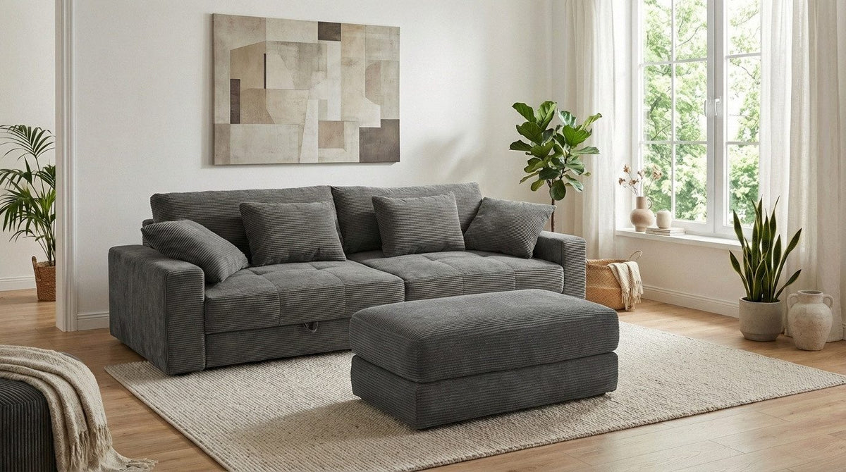 Big Sofa 15261 aus Cord in Dunkelgrau Ansicht 5