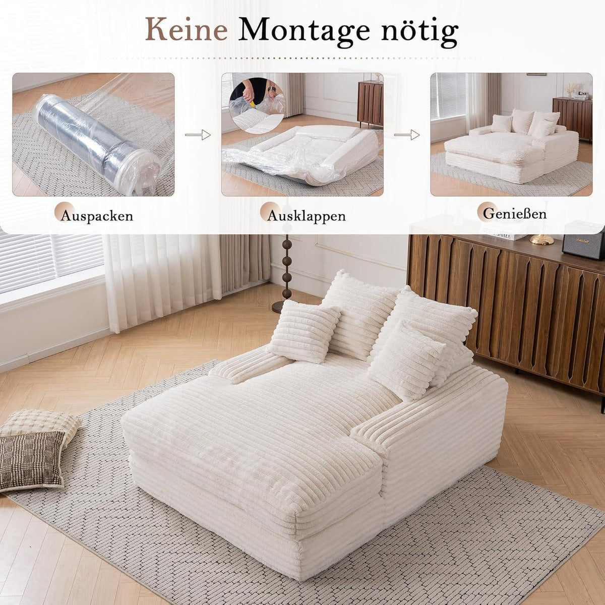 Cord Schlafsofa abnehmbare und waschbare Kissen im Detail