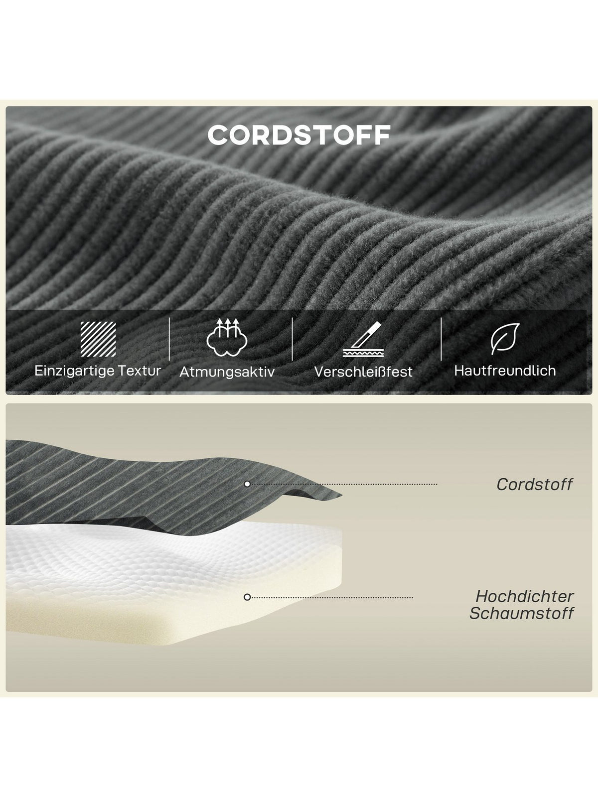 Cord Ecksofa CLOUD breite Armlehnen als Ablage