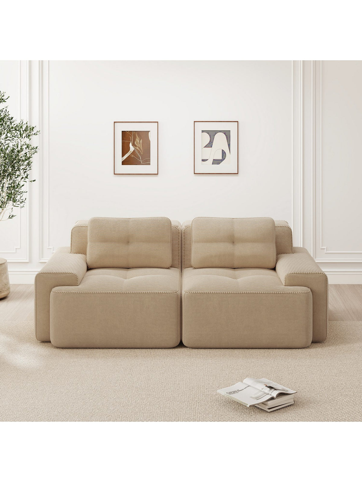 Breite Armlehne des modularen Cord Sofas