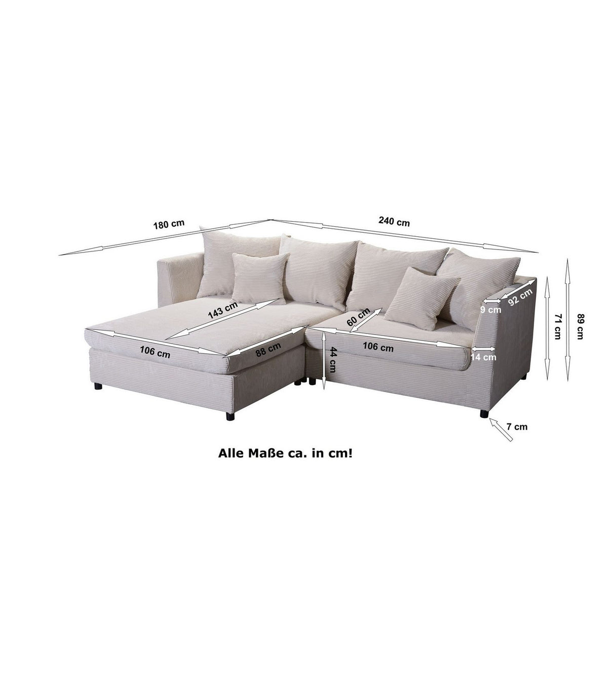 Kunststofffuß und Korpus der Couch PAM 1