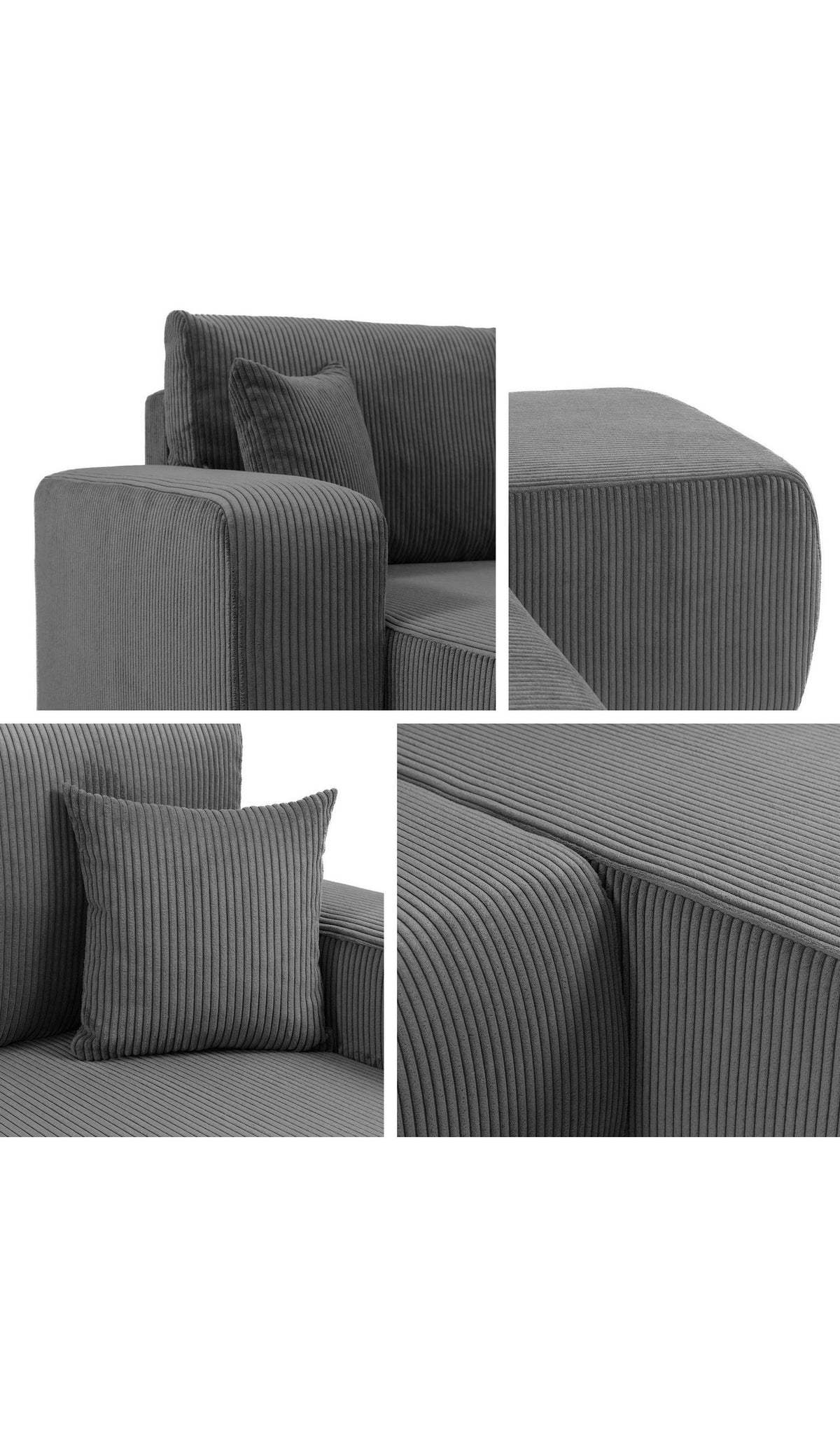 Detailansicht des Cordstoffs Poso am Ecksofa PIANO L