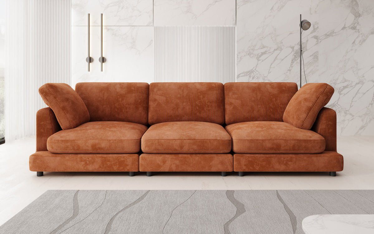 THALESSA Cord Sofa 300 cm im Wohnzimmer