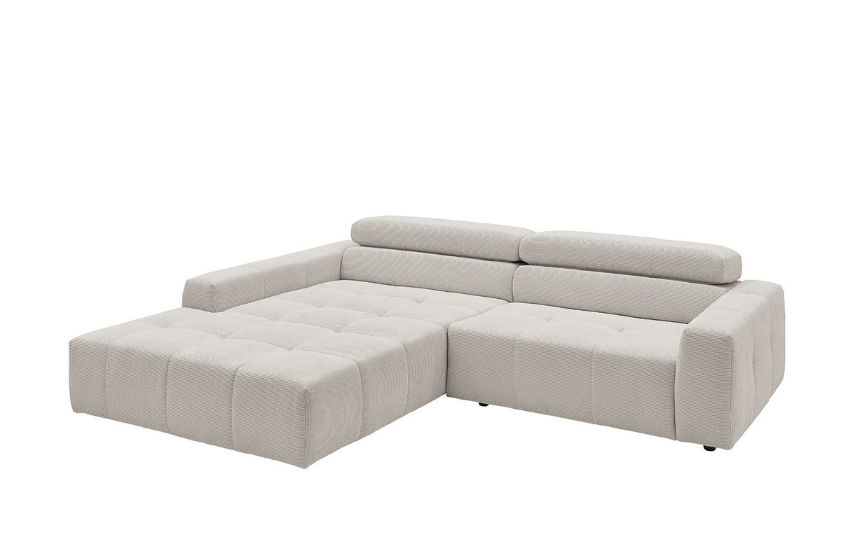 Cord Ecksofa RENO in Silber Gesamtansicht