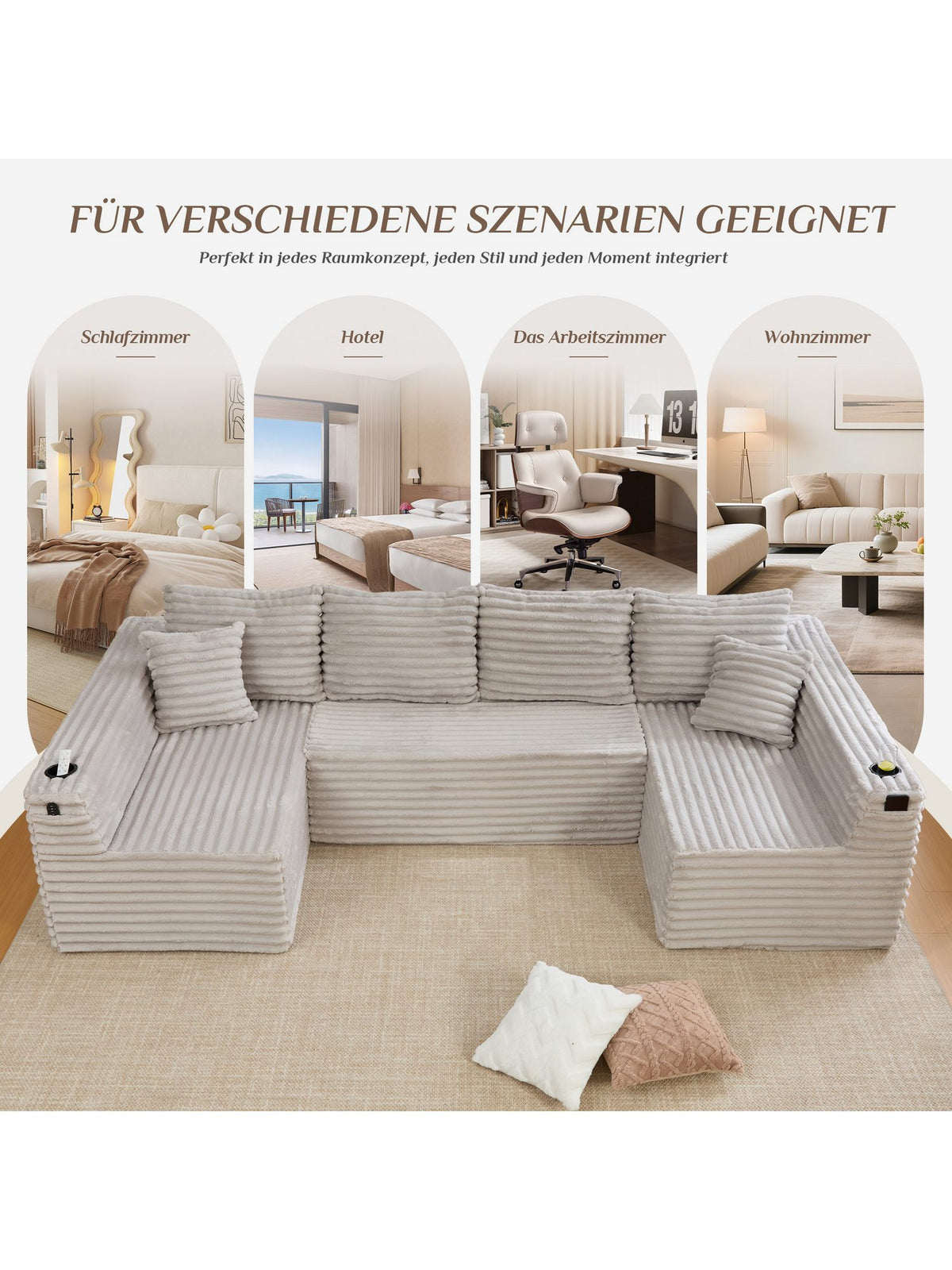 Module des Cord Sofas CELYA in offener Anordnung