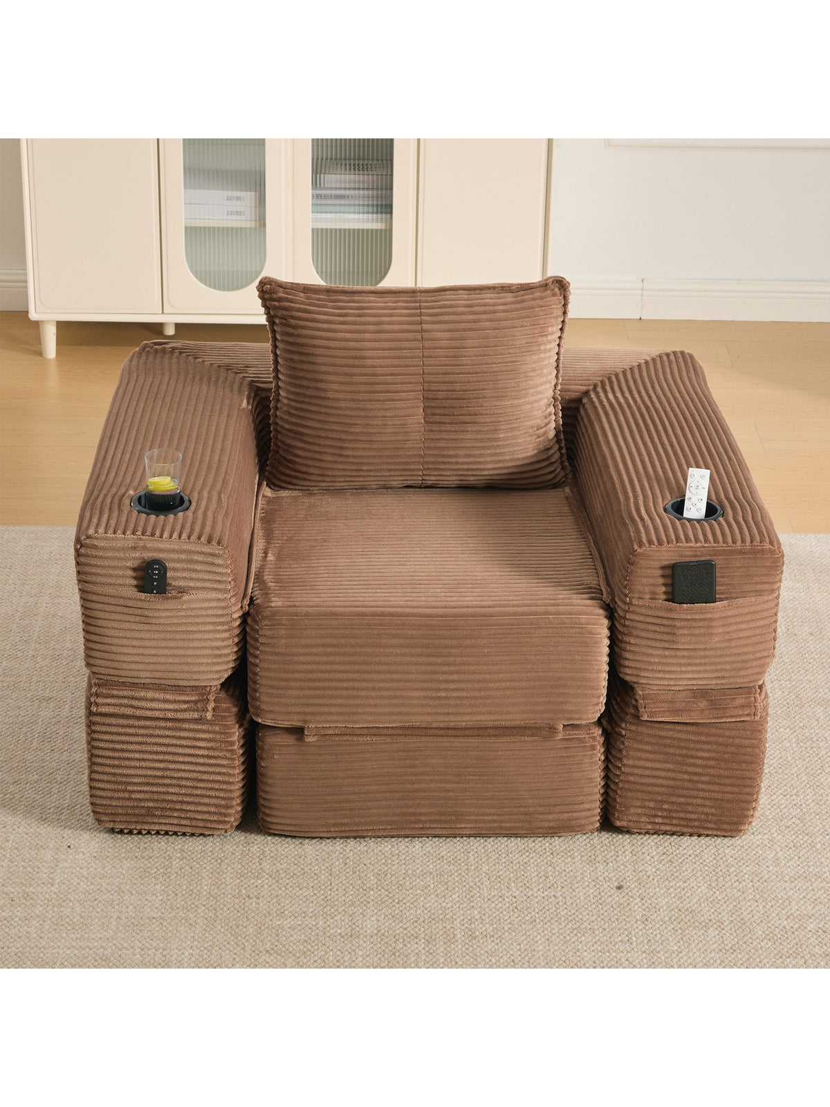 Detailaufnahme des braunen Cordstoffs