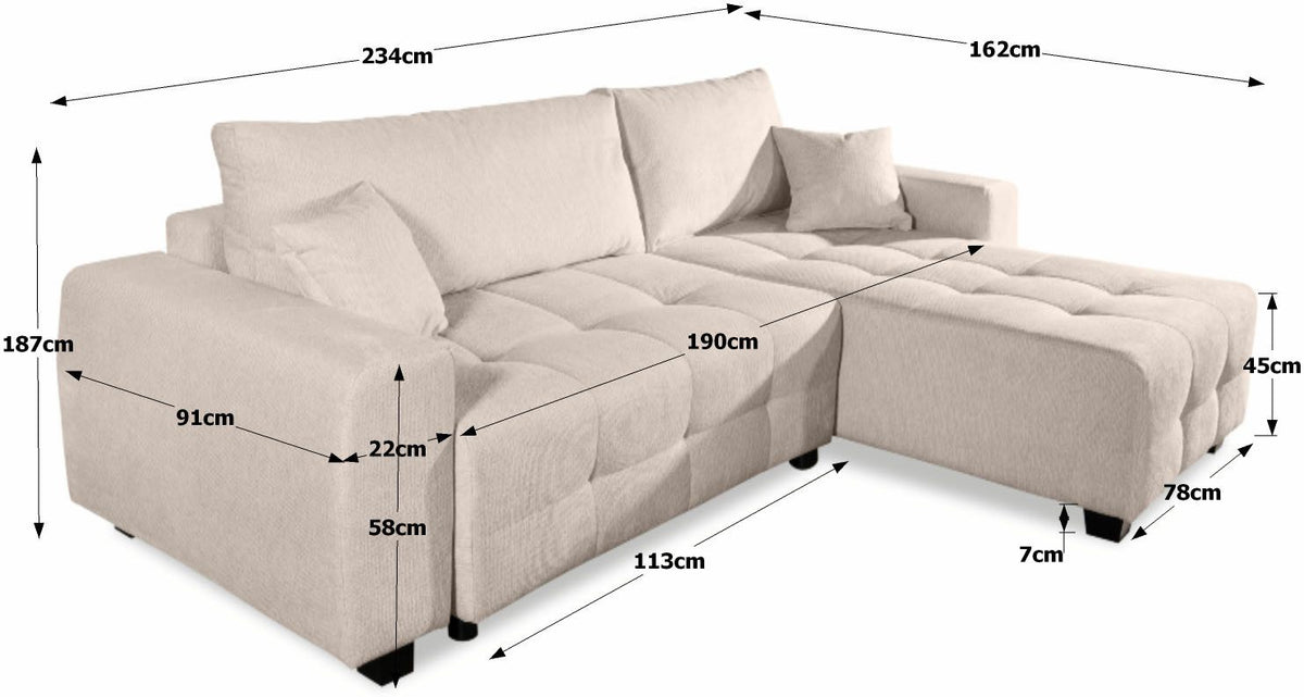 Cord Ecksofa BELLA im Wohnzimmer aufgestellt