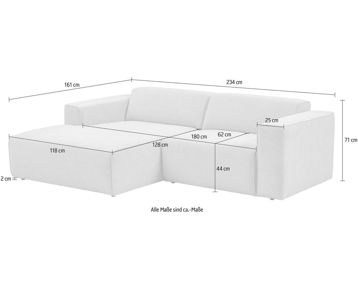 Cord Ecksofa NOORD in Creme Perspektivansicht
