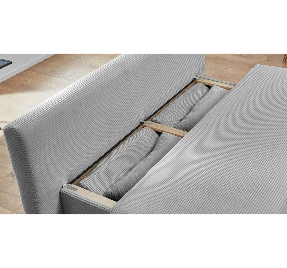 Cord Schlafsofa BAREND in Grau Seitenansicht