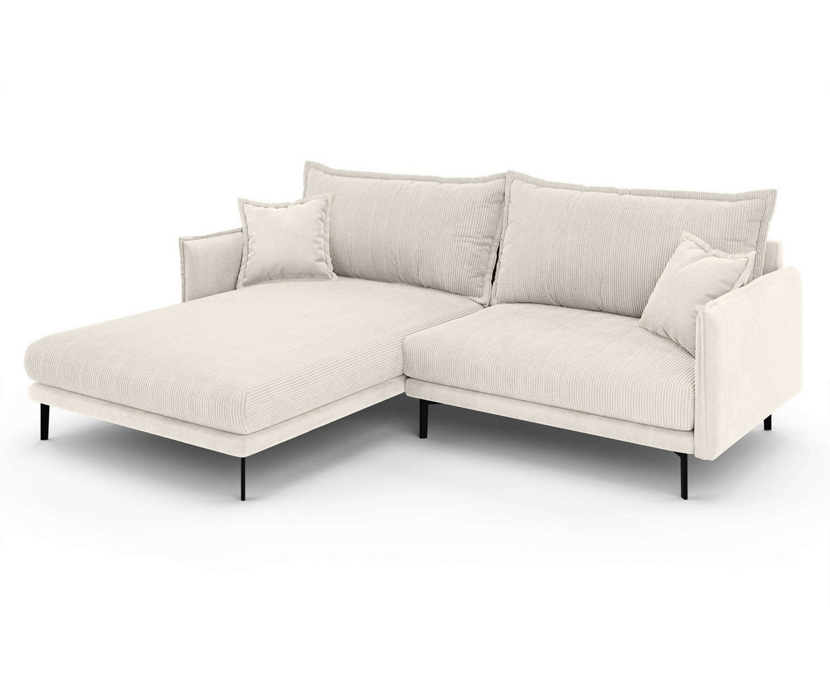 Cord Ecksofa ALEXANDRIA in Creme von vorne fotografiert