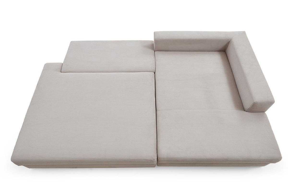Cord Ecksofa SPLASH mit ausgezogener Liegefläche