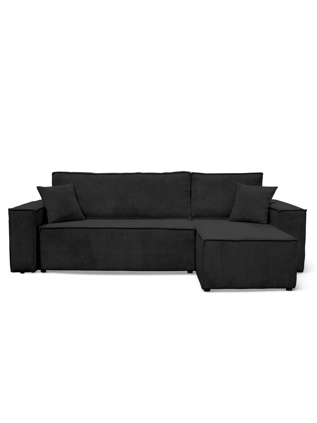 Cord Ecksofa CATANIA in Schwarz Gesamtansicht