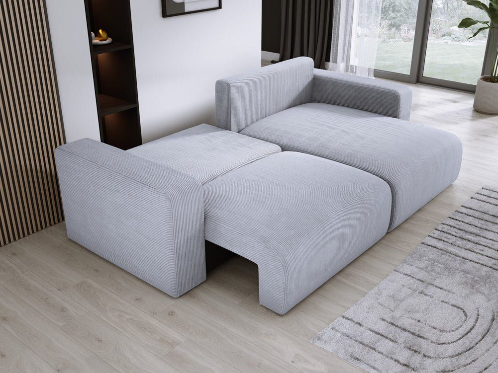 Cord Ecksofa CARL Hellgrau Detailansicht des Cordbezugs