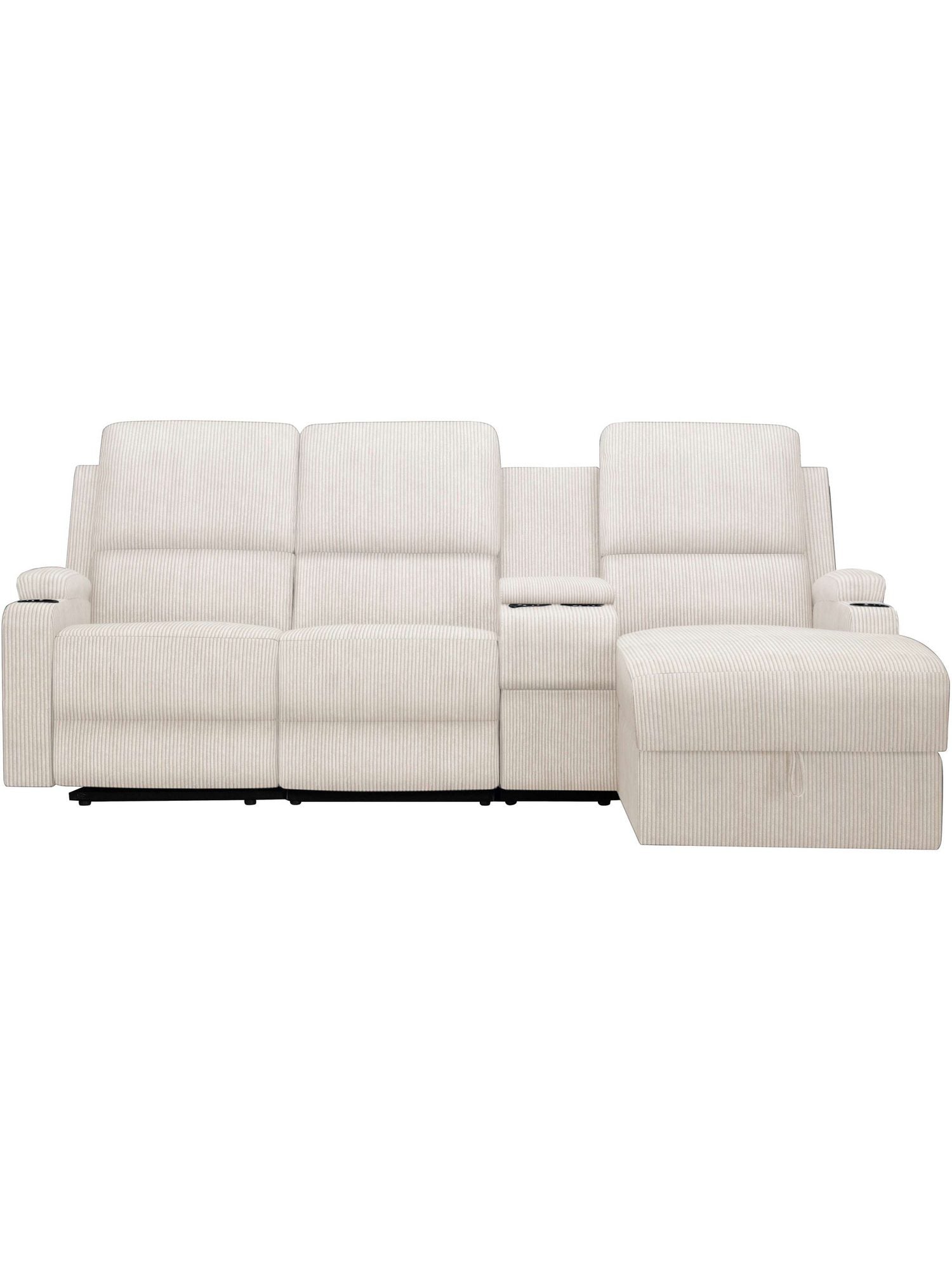 Cord Ecksofa NAPORI in Creme Gesamtansicht