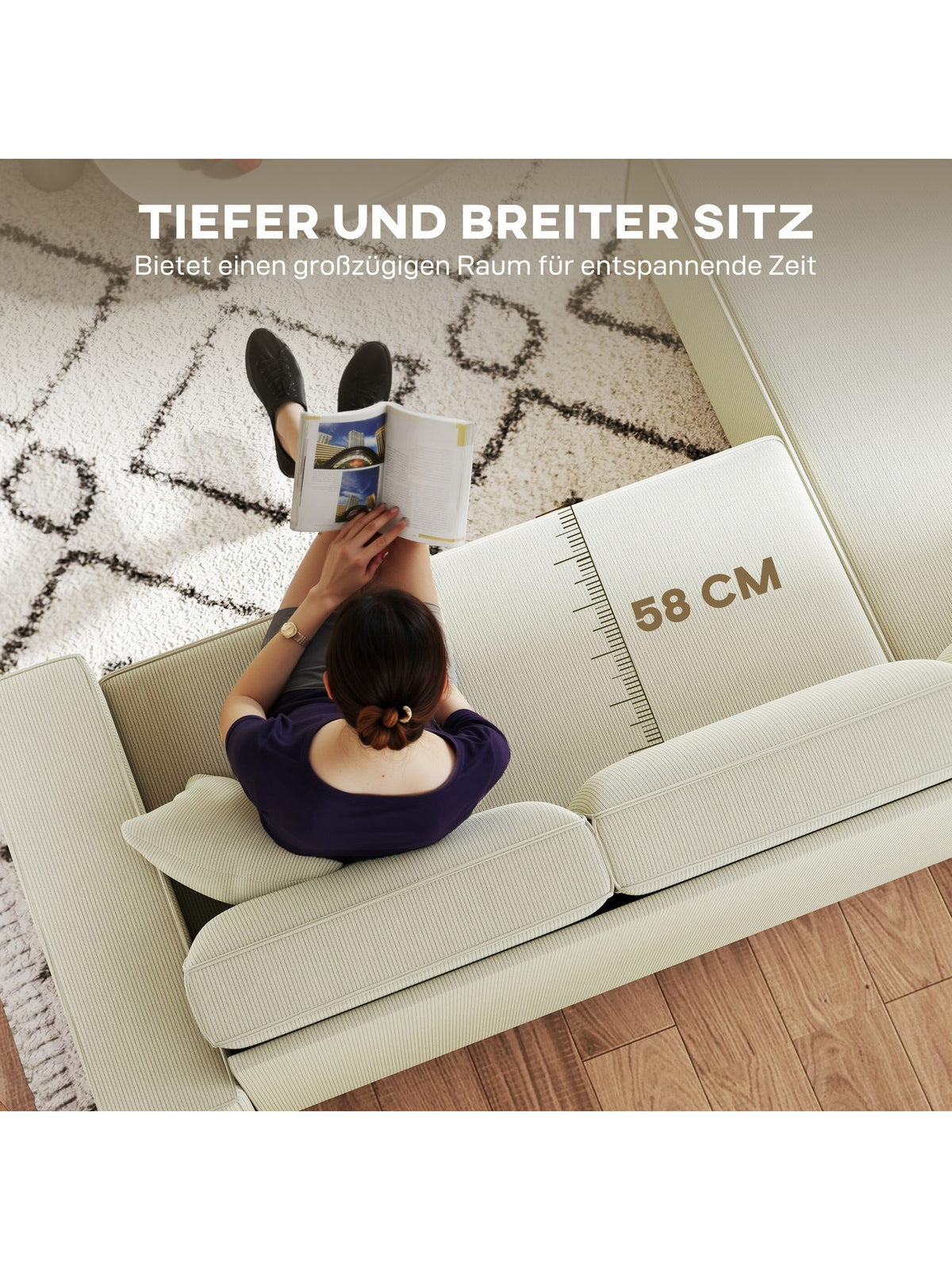 Cord Ecksofa mit Chaiselongue auf der rechten Seite