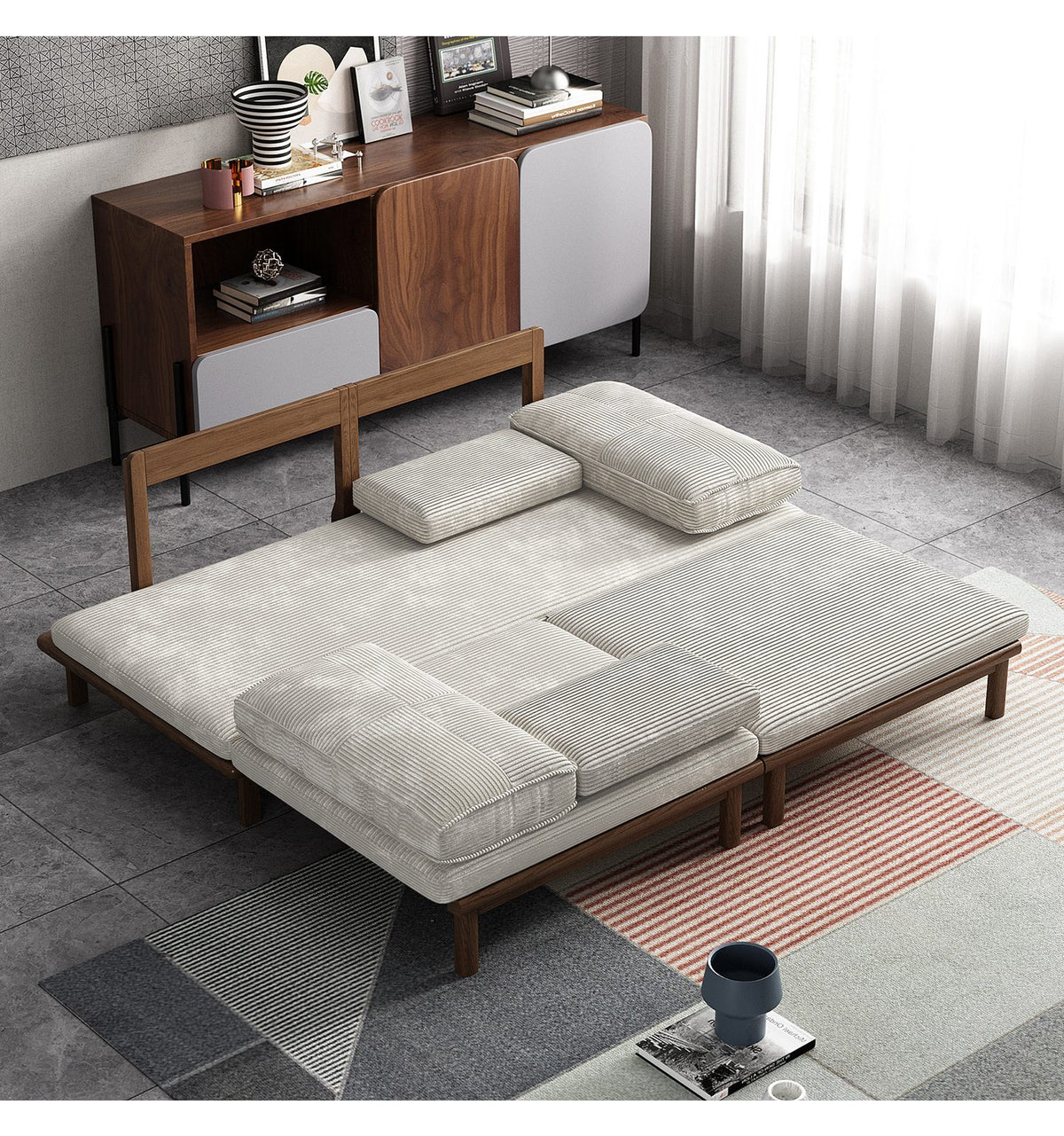 Maßangaben des Cord Schlafsofas mit 200 cm Breite