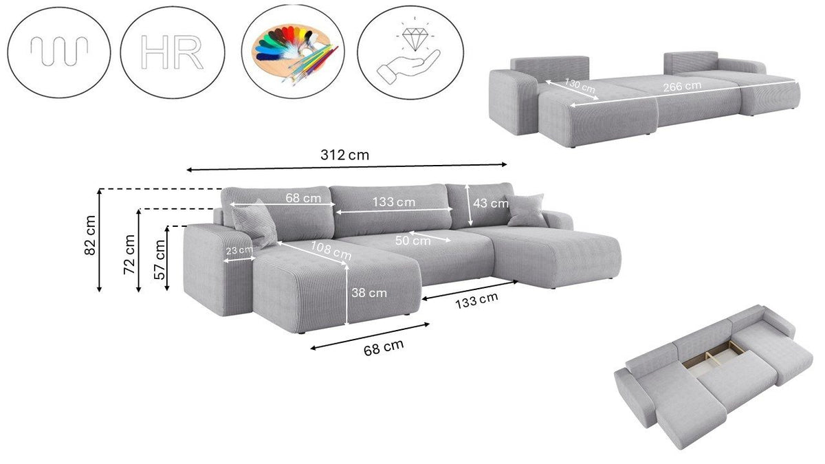 Detailansicht des Poso Cordstoffs in Grau
