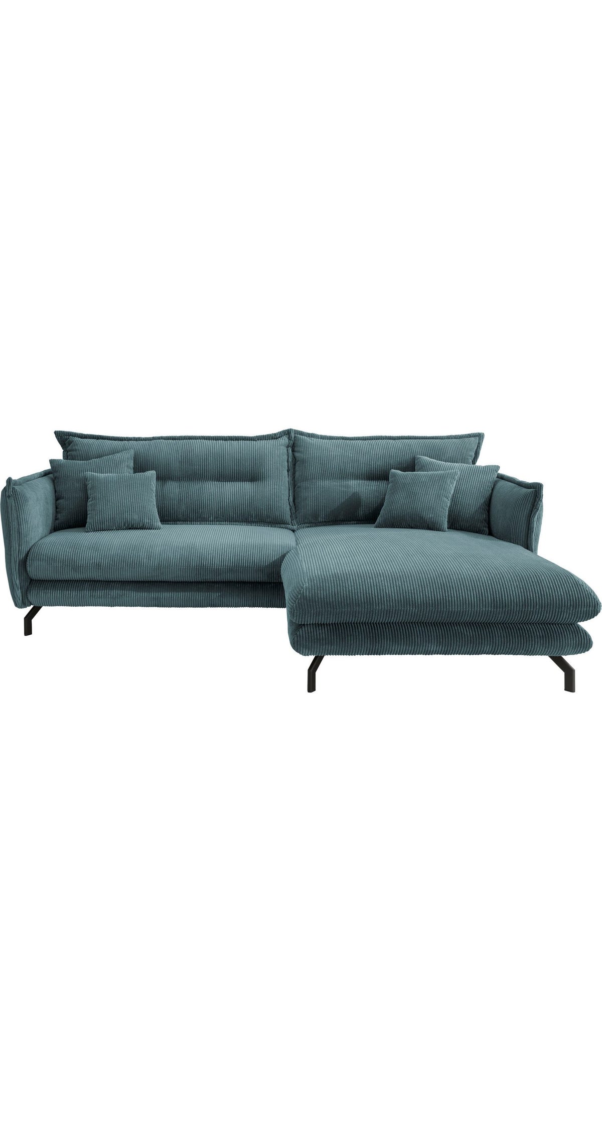 Cord Ecksofa LAVA in Petrol seitliche Ansicht