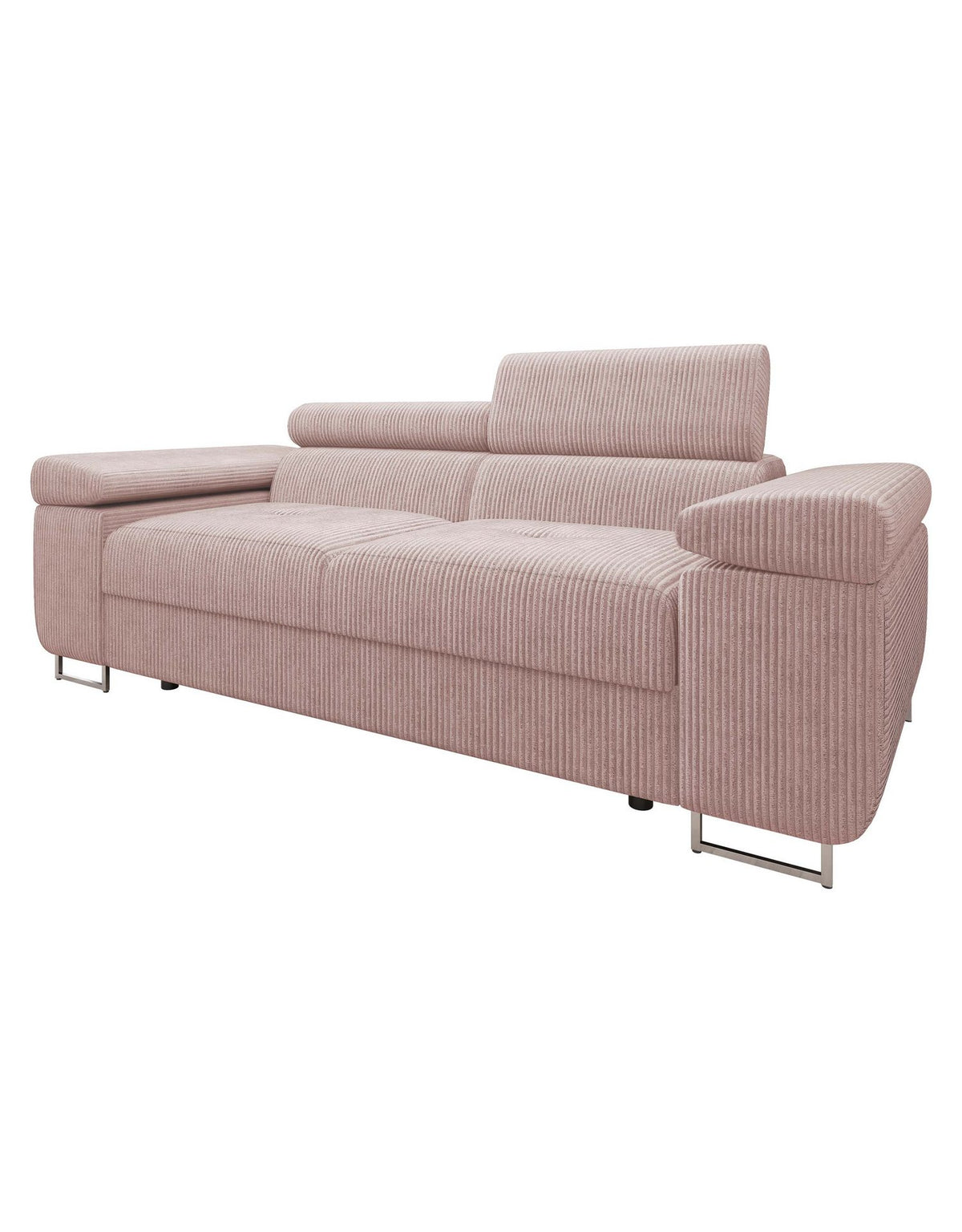 Cord Sofa TOREZIO 2 in Altrosa mit einstellbaren Kopfstützen