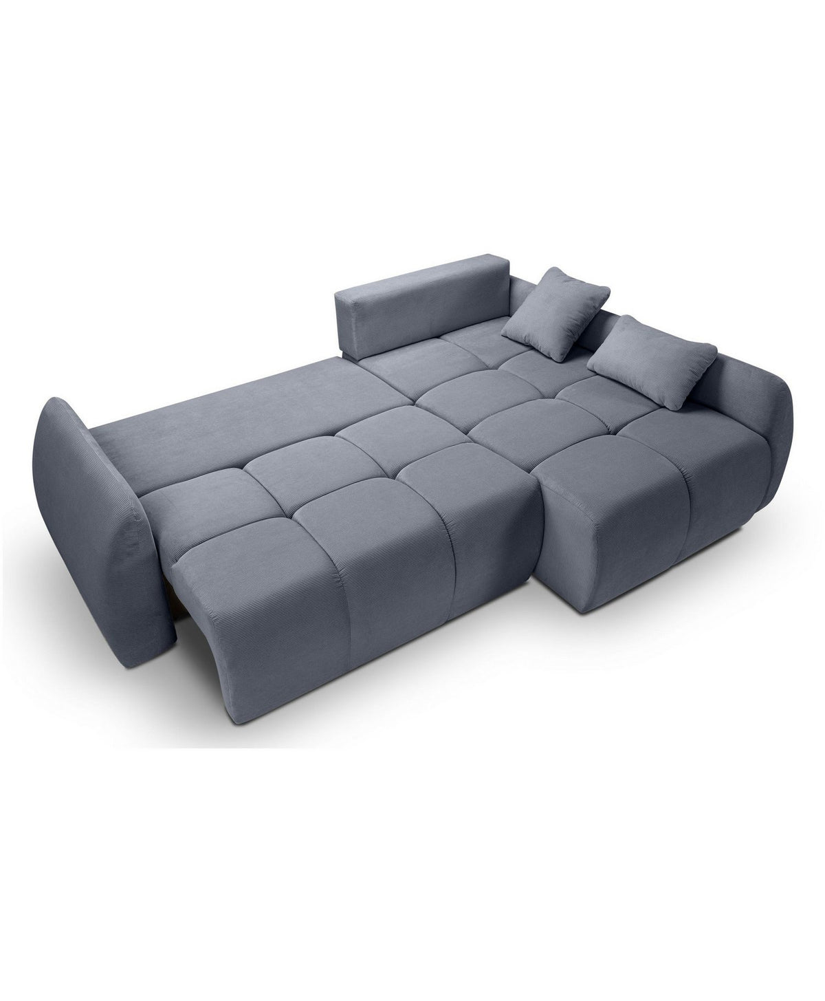 Seitenansicht des Eckschlafsofas mit Recamiere
