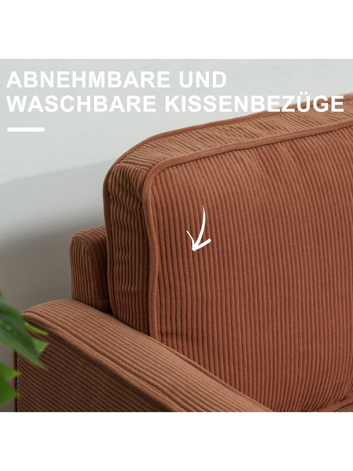 Cord Sofa LOVESEAT in Orange seitlich