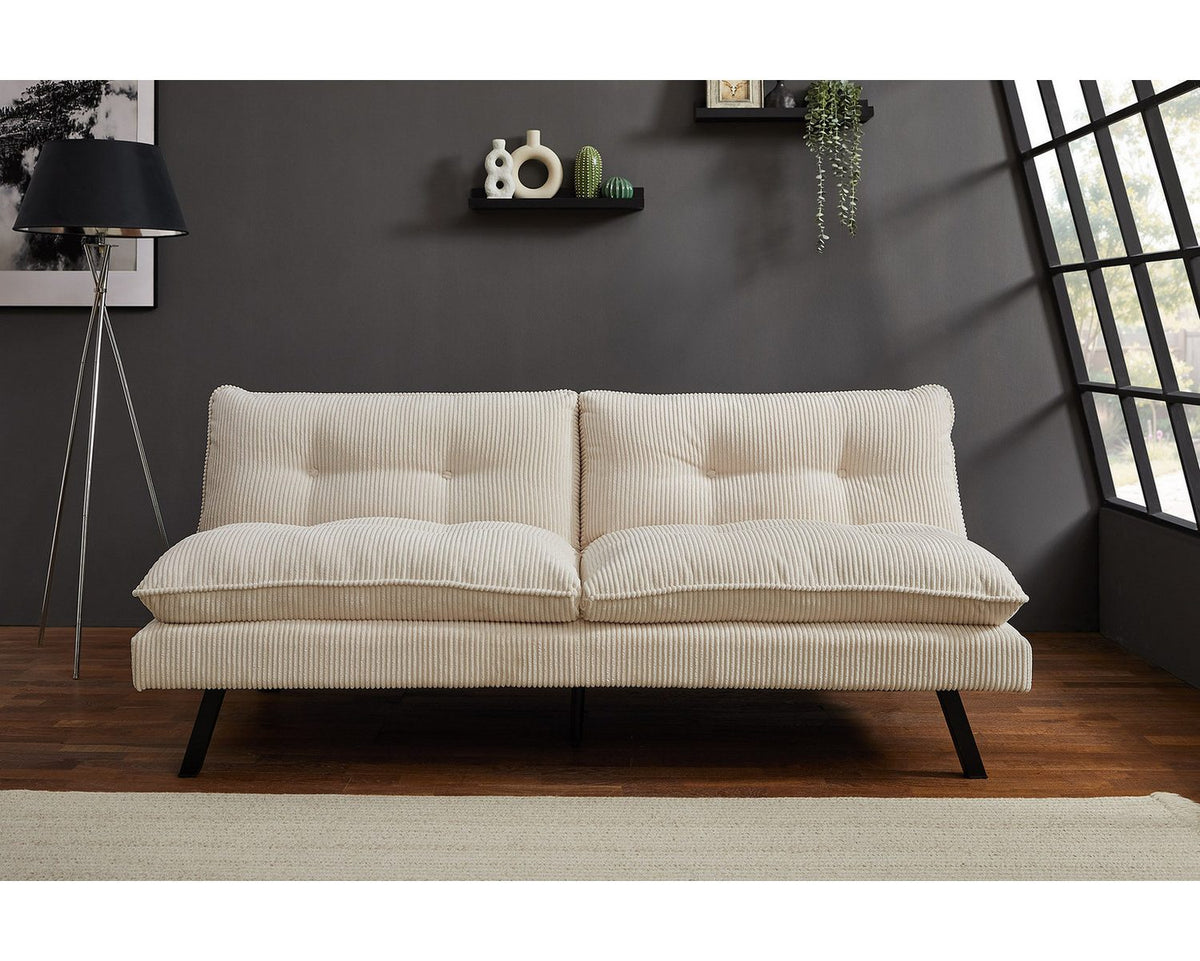Cord Schlafsofa CAPULO in Beige seitliche Ansicht