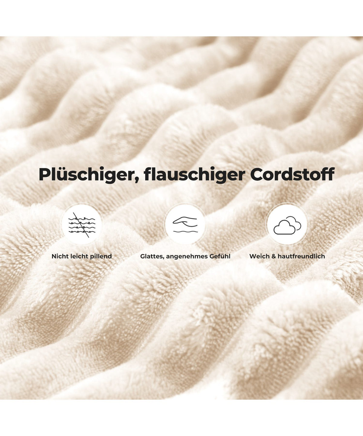 Modulares Cord Ecksofa in Beige im Wohnzimmer