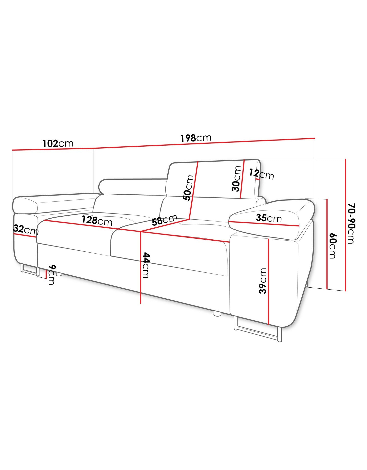 Cord Sofa TOREZIO 2 in Altrosa - Produktansicht 6