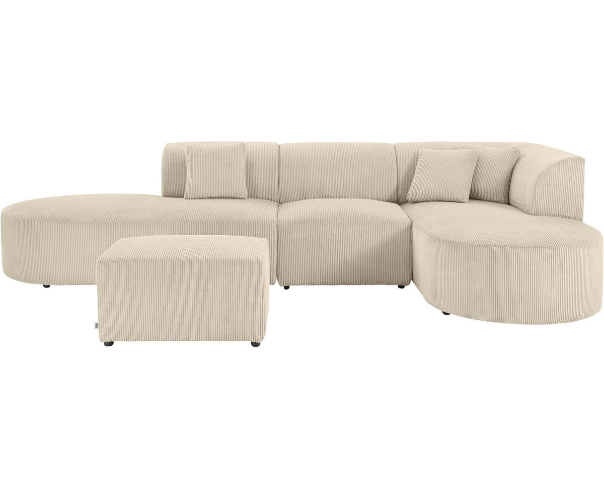 Ottomane des Cord Ecksofas Alesund in Beige