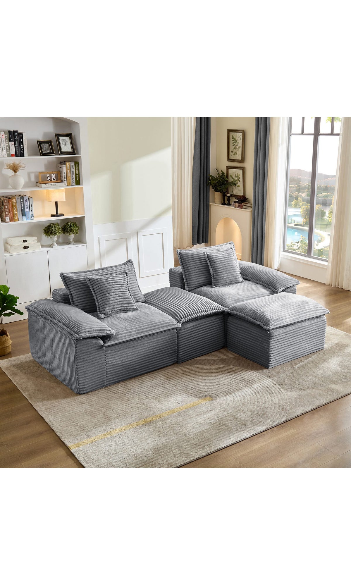 Cordstruktur des modularen Schlafsofas BODENSOFA in Grau