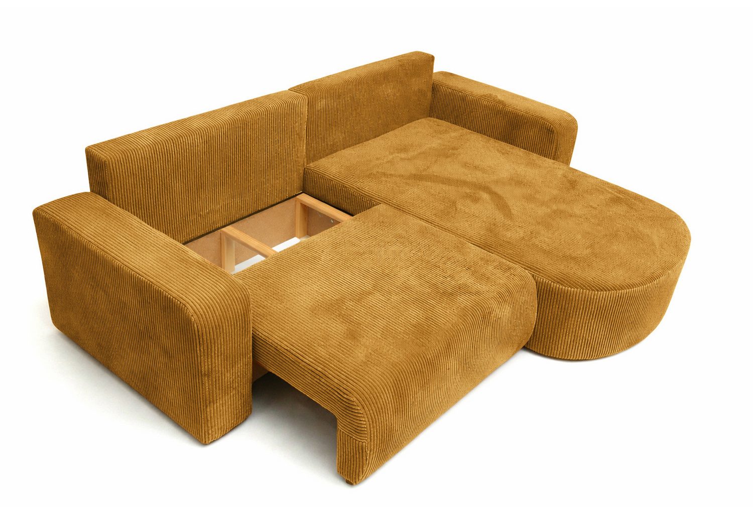 Cord Ecksofa ROUND ONE in Senffarbe Ansicht 3