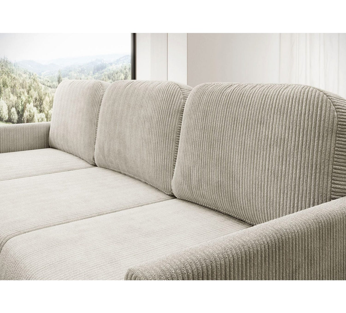 Ausgeklappte Liegefläche des Ecksofas HAMIEL