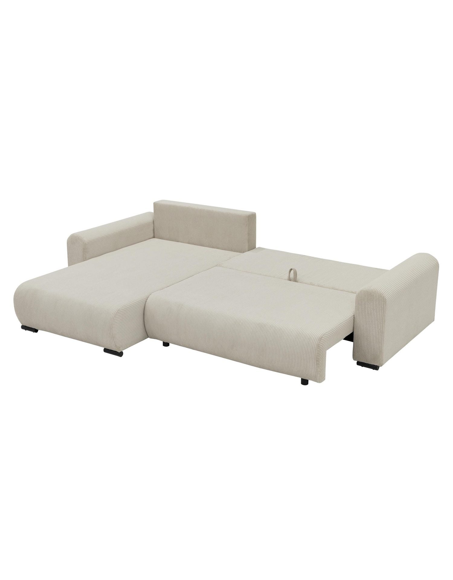 Seitenansicht des Ecksofas MERKOS aus Cord