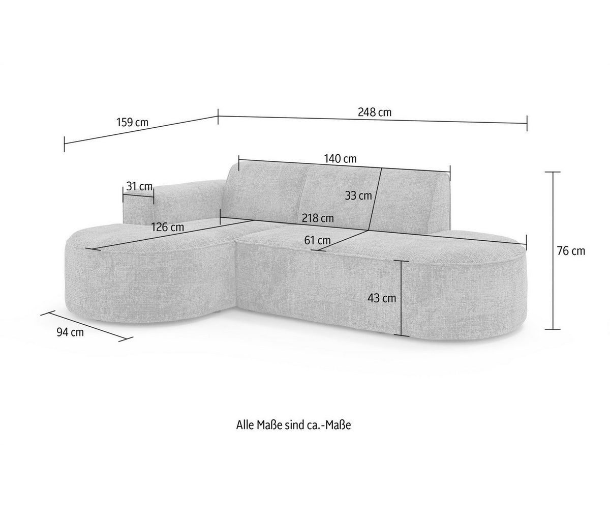 Cord Ecksofa ADELLA in Creme Ansicht 7