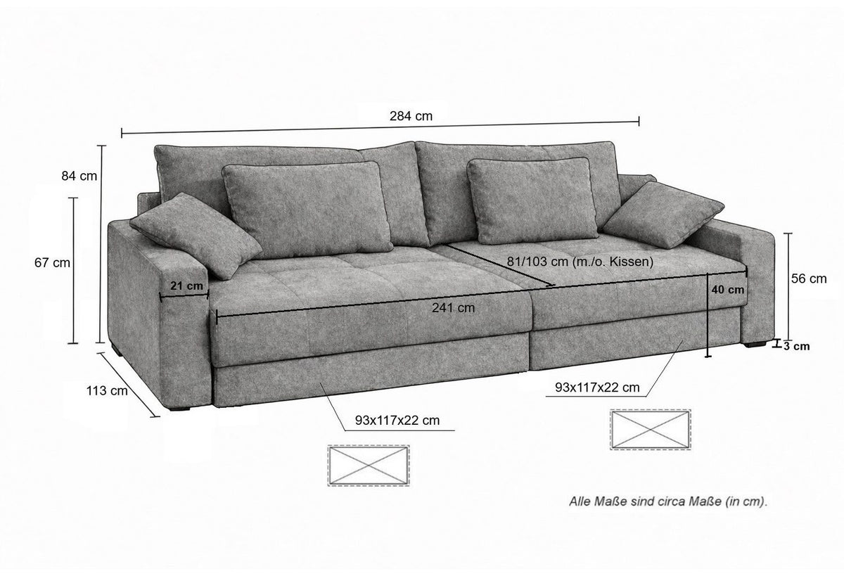 Big Sofa 15261 aus Cord in Dunkelgrau Ansicht 7