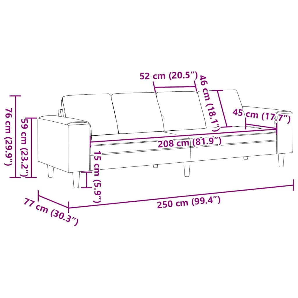 Cord Sofa in Creme mit vier Rückenkissen