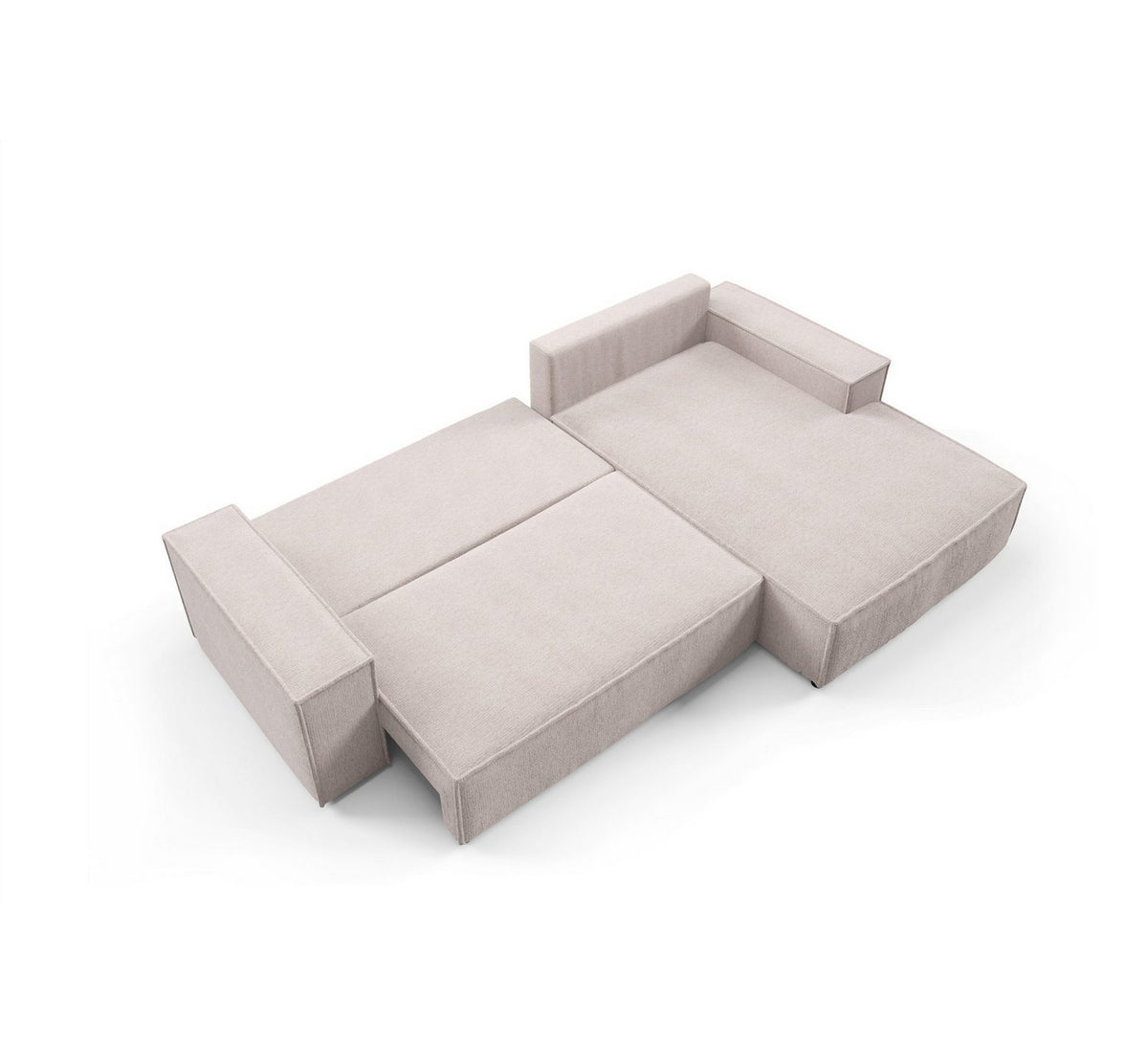 Ecksofa CORUNIA in Rostbraun mit Ottomane im Wohnzimmer
