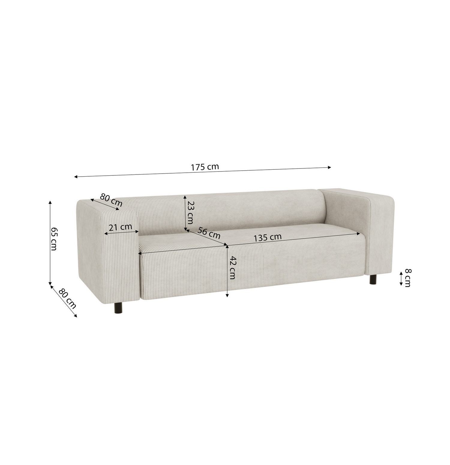 Beige Cord Polstergarnitur GUSTAV Ansicht 7