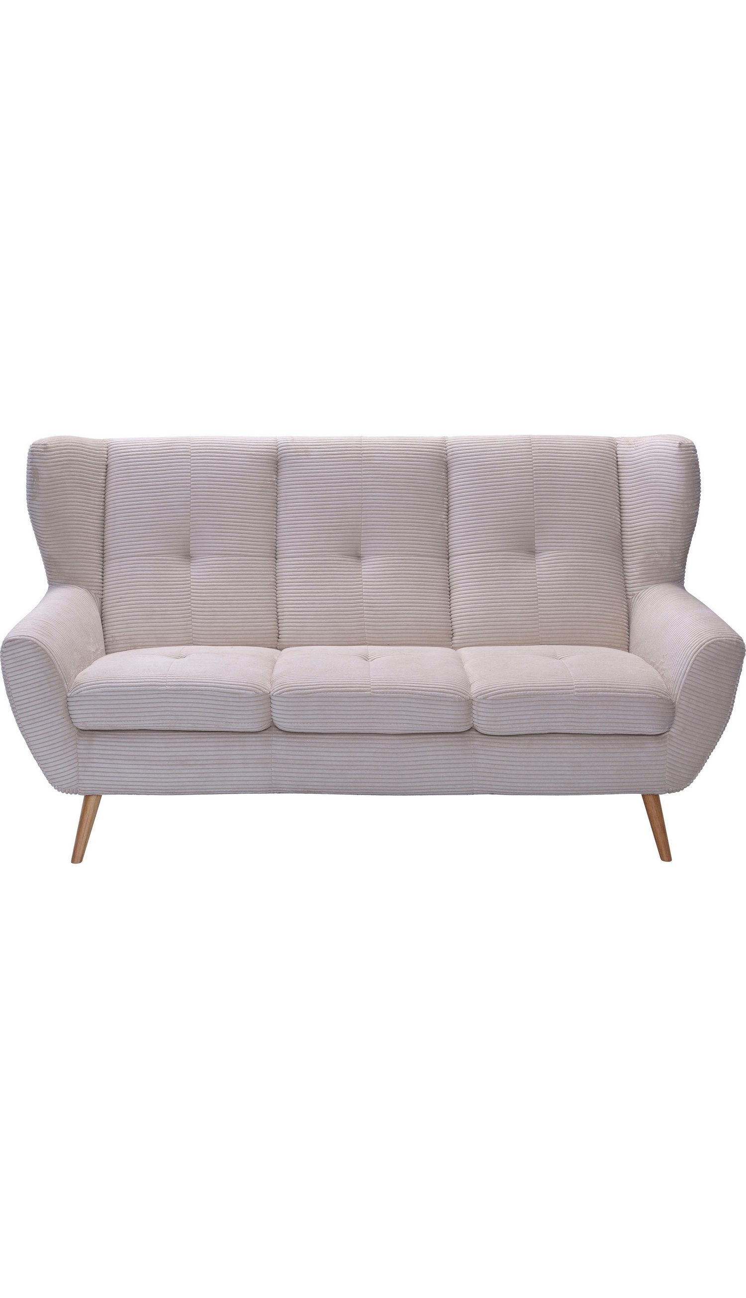 Cord Sofa ALVESTA in Beige von vorne