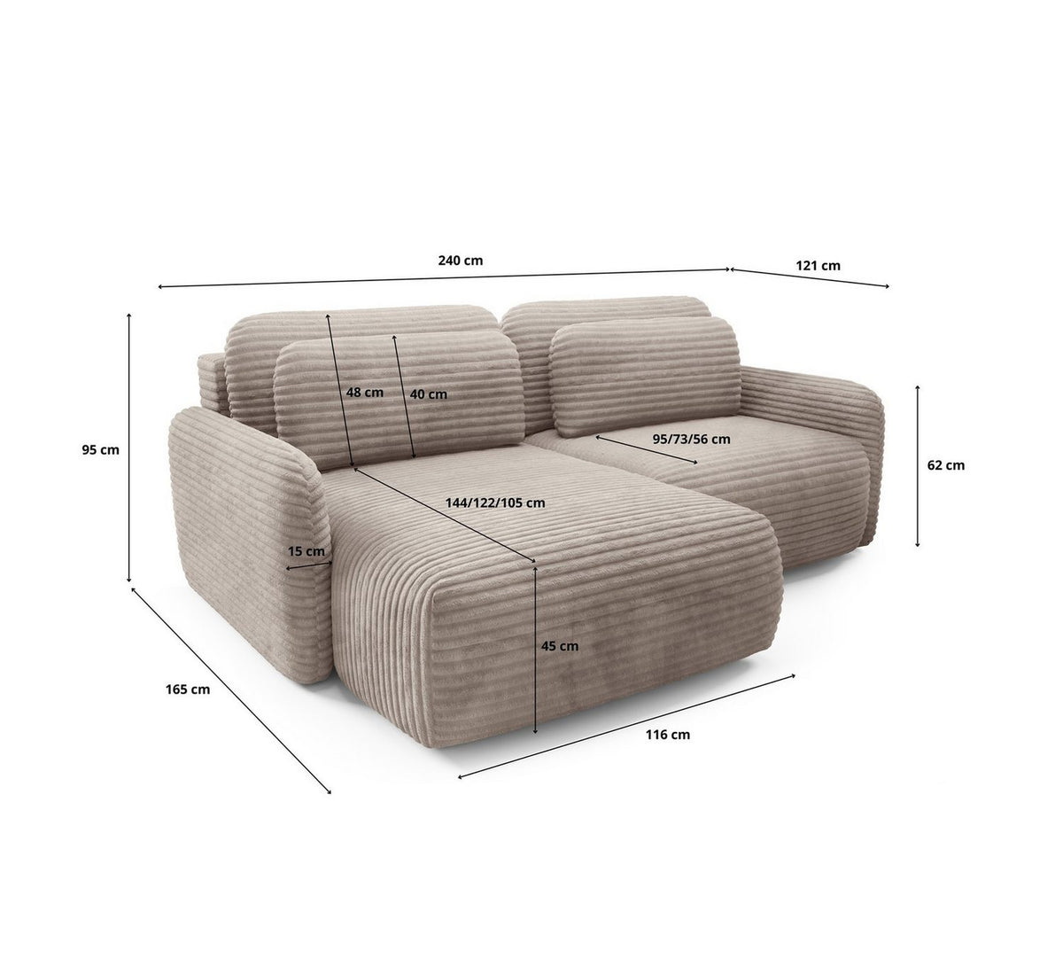Cord Ecksofa SIMONE im Wohnzimmer aufgestellt