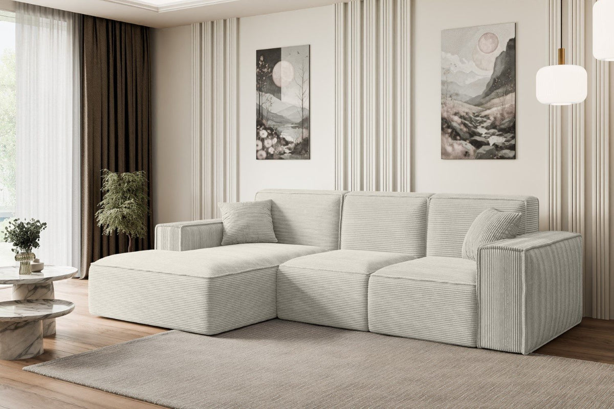 Cord Ecksofa SERRA-L Beige Seitenansicht