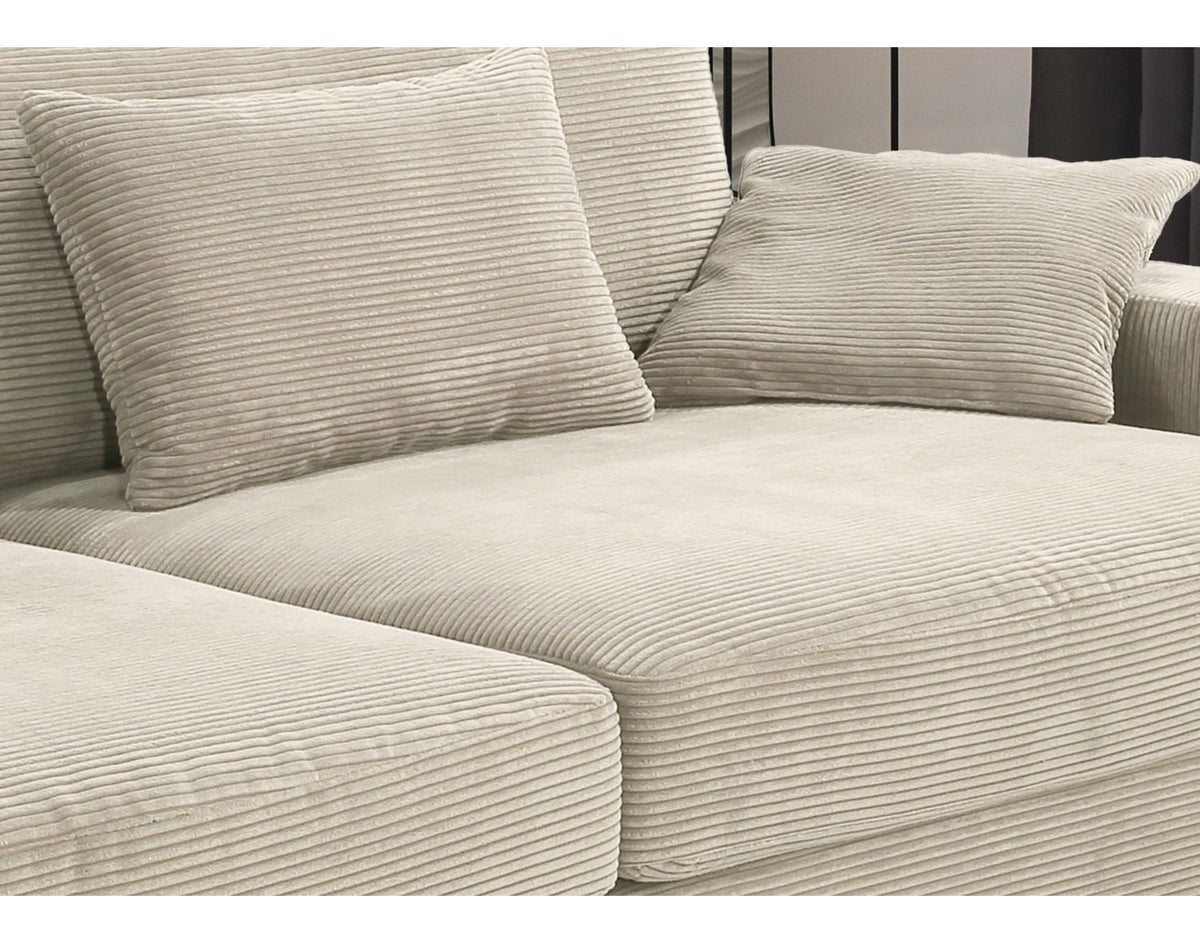 Big Sofa Cord 15251 Armlehne und schwarzer Kunststofffuß